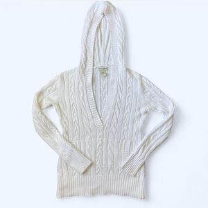 Banana Republic Deep-V hooded Cable Knit Sweater 100% cotton size small #y2k